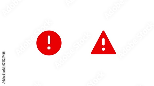 urgent alert animation. simple warning icons. red exclamation marks. notification, danger, caution, error message. looping background for broadcasts & presentations.