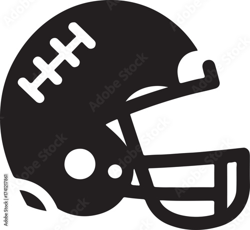 Stylized black silhouette of an american football helmet with face mask