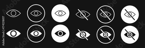 eye icon set. vision icon, see view icons - eyesight symbol - invisible eye hide icon, incognito icon no eye view hidden icon set. Hidden icon vector, vector illustration.	
