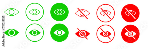 eye icon set. vision icon, see view icons - eyesight symbol - invisible eye hide icon, incognito icon no eye view hidden icon set. Hidden icon vector, vector illustration.	