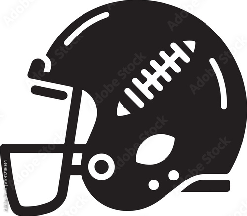 Stylized black silhouette of an american football helmet with face mask