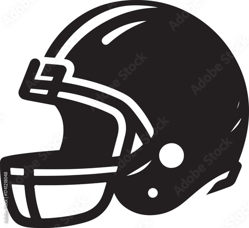 Stylized black silhouette of an american football helmet with face mask