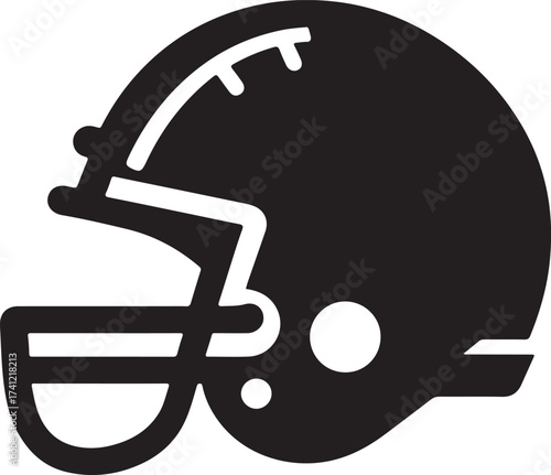 Stylized black silhouette of an american football helmet with face mask