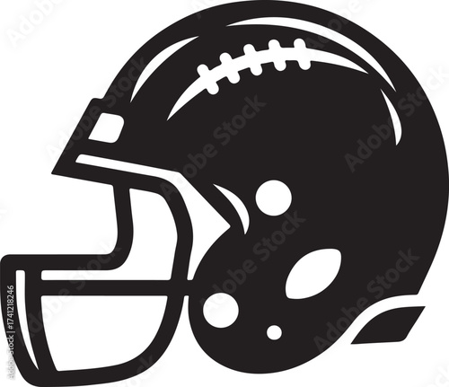 Stylized black silhouette of an american football helmet with face mask