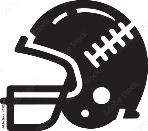 Stylized black silhouette of an american football helmet with face mask