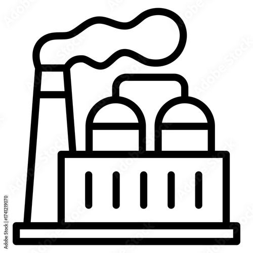 Oil Factory Building  Icon Element For Design