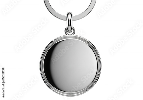 Polished silver circle pendant isolated on a transparent background