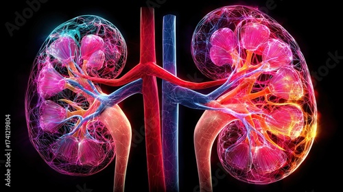 Wallpaper Mural 3D illustration focusing on kidneys and adrenal glands Torontodigital.ca