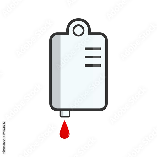 Blood collection bag with red drop icon