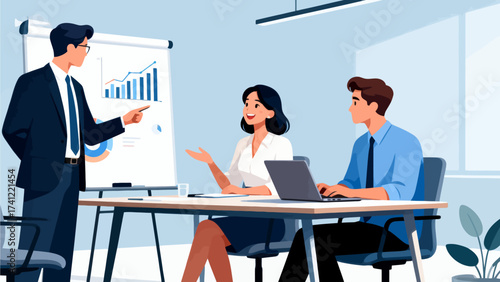 Business team in meeting with presentation