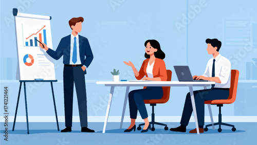 Business presentation in office setting