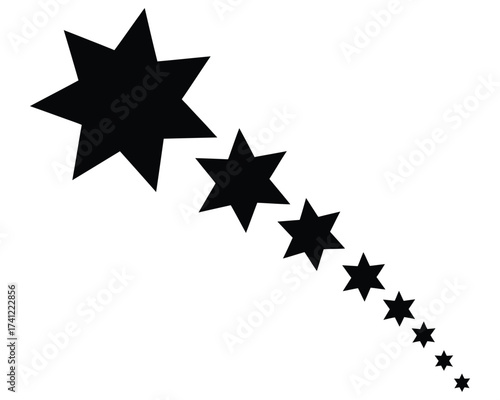 Black Starry Trail A Minimalist Celestial Cascade Illustration