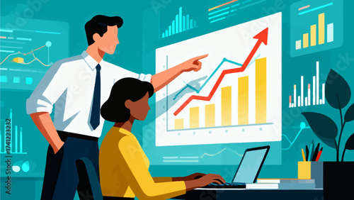 Business team analyzing growth charts