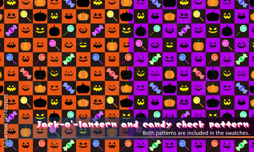 ハロウィンに使えるシームレスパターン　2カラー共にスウォッチに入っています