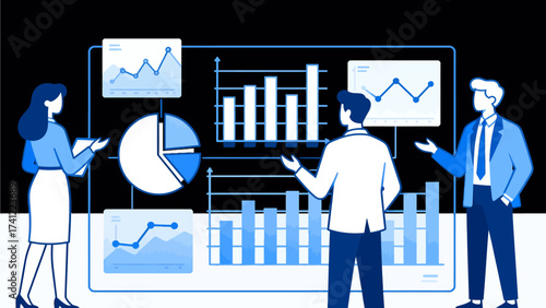 Business team analyzing data charts