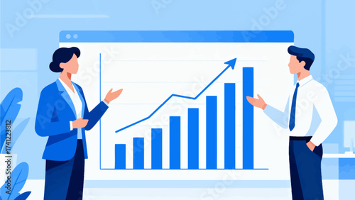 Business people discussing growth chart