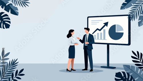 Business presentation with charts and graphs