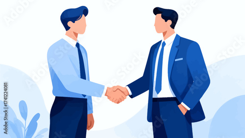 Two men shaking hands in business attire