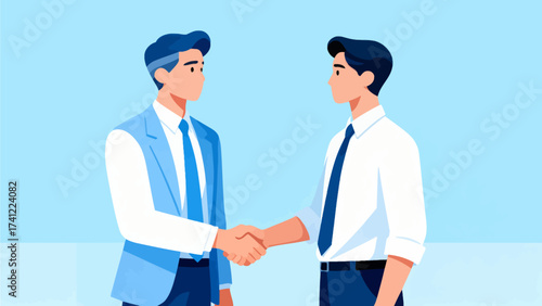 Two men shaking hands in business attire
