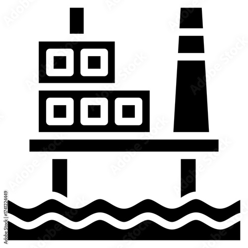 Offshore Platform  Icon Element For Design