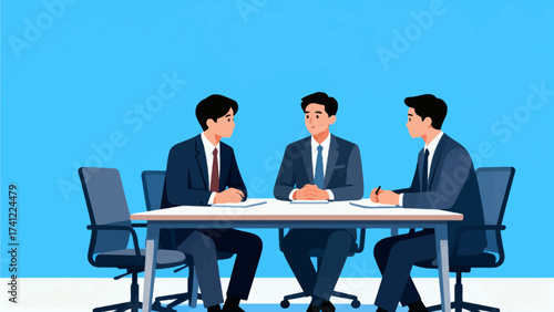 Three men in suits at a meeting table