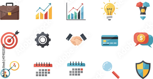 Modern business icon set for presentations and marketing collaterals