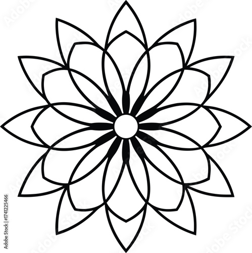 Geometric lotus flower pattern isolated on white background