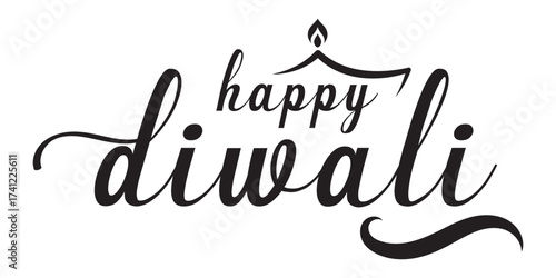 Happy Diwali text vector, Happy Diwali text design, Happy Diwali cursive font design, Diwali Festival vector, Deepavali design
