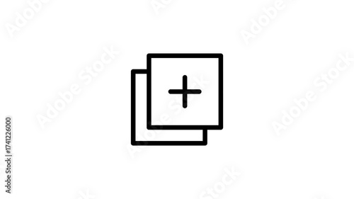 Add icon animation. Plus symbol. Add page, file, document icon. Copy icon. Icon animation.