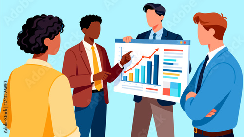 Business team reviewing data charts