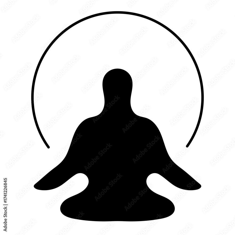 Obraz premium meditation icon on white background, vector illustration.