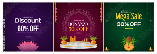 Dhanteras sale discount banners. Dhanteras Sale Set Banner