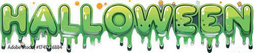 Halloween Slime Lettering with a Dripping Green Ooze Text Effect on a Spiderweb Background