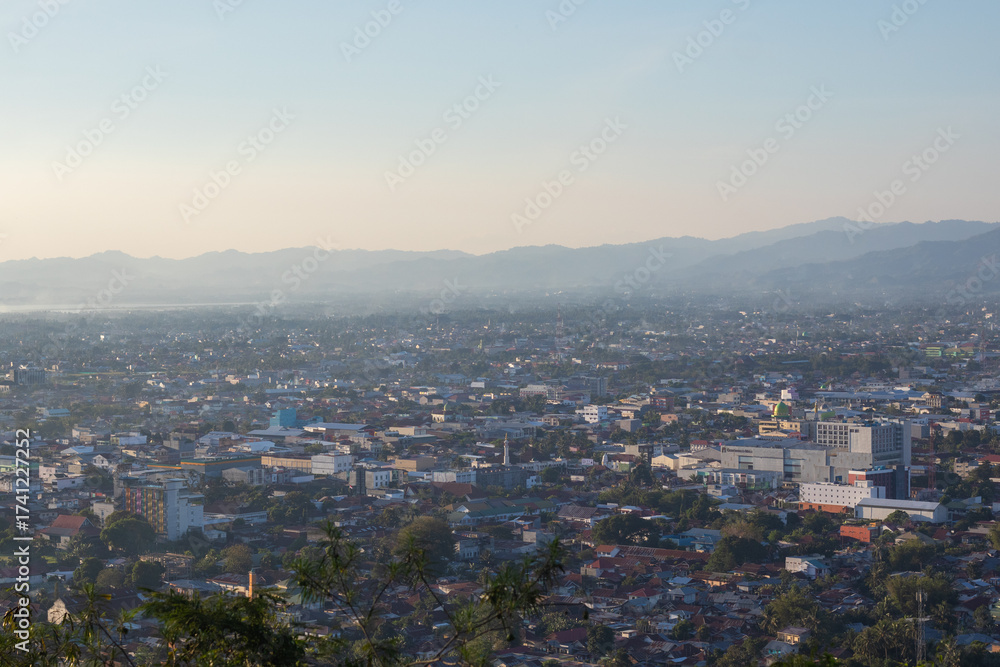 Fototapeta premium Cityscape of Gorontalo, Indonesia at Sunset