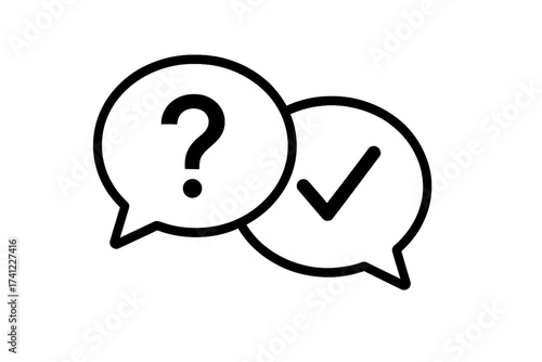 Q&A, question and answer speech bubble icon. Vector element for advice, faq, customer chat service. Problem solving, survey and solution helping concept. Vector Illustration.