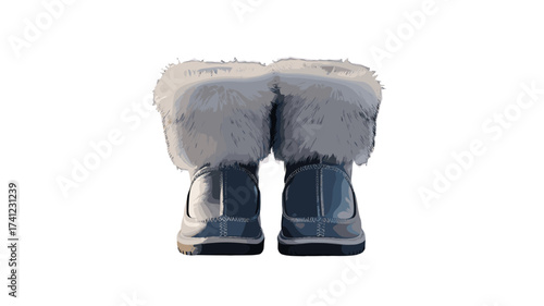 A pair of stylish winter boots with fluffy trim.
