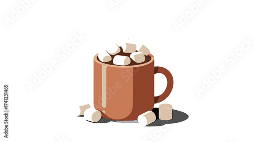 Warm, comforting mug of hot chocolate, overflowing with marshmallows.
