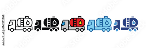 Oil Tank Truck  Icon Element For Design