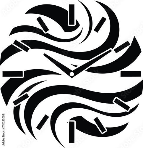 black and white clock illustration design