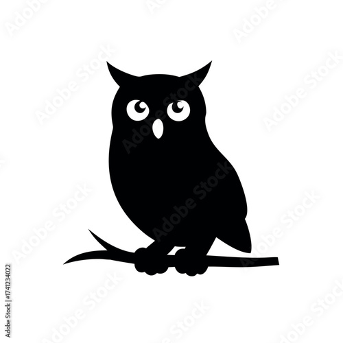 Owl perched logo wisdom learning knowledge Vector illustration