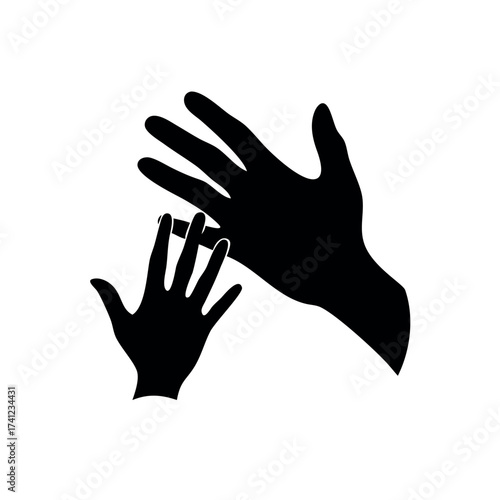 Child hand holding adult hand love and care Vector illustration