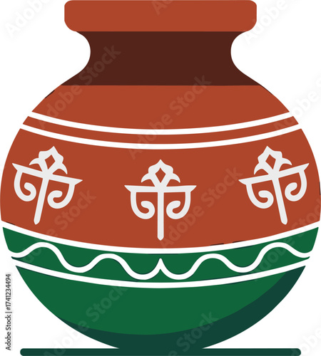 Earthen Clay Pot Vector Illustration