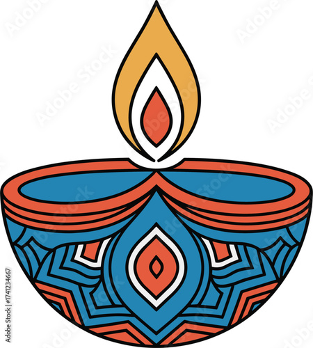 Ornate Tealight Candle Holder Art Vector Illustration