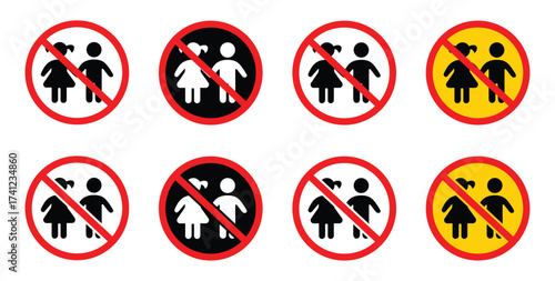 Children prohibited sign.children not allowed vector sign