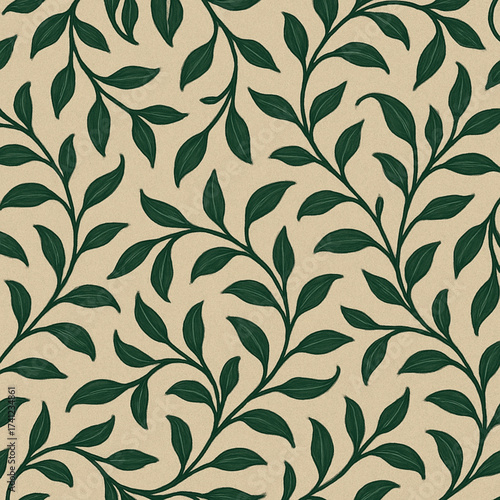 Elegant botanical wallpaper, art nouveau influence, peaceful nature print