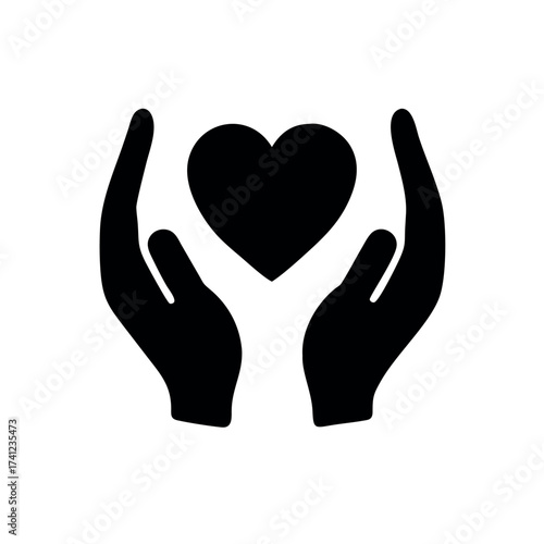 Two hands protecting heart compassion and safety theme Vector illustration