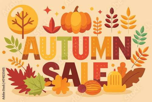  Autumn sale background ..vector illustration of autumn background