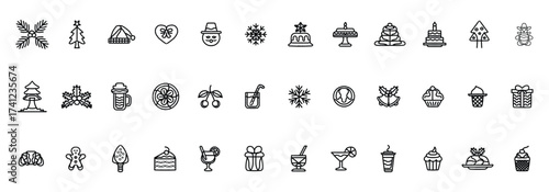 Hand drawn doodle icons pack featuring Christmas themed elements