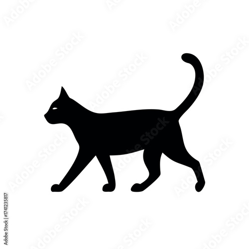 Cat walking with raised tail sleek elegant pet pose Vector illustration
