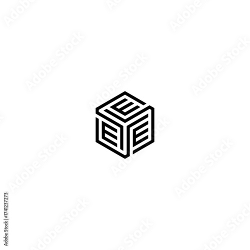 Initials E. E logo design. Initial Letter Logo E . Hexagon logo design.	